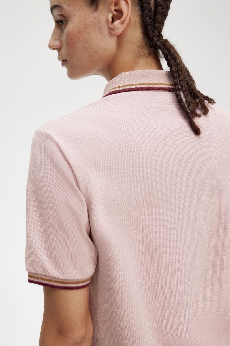 Fred Perry G3600 Women's Shirt Dusty Rose Pink Brown Oxblood | PRAFC2415