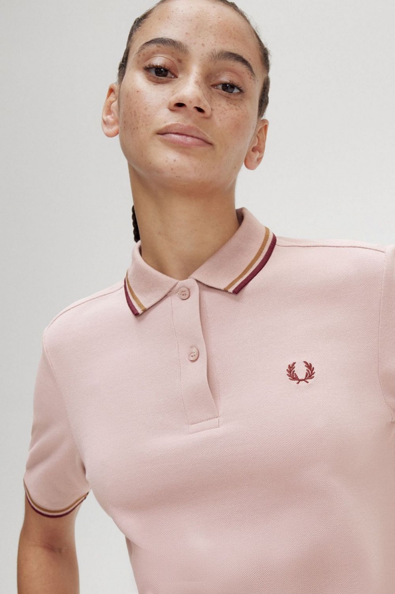 Fred Perry G3600 Women's Shirt Dusty Rose Pink Brown Oxblood | PRAFC2415