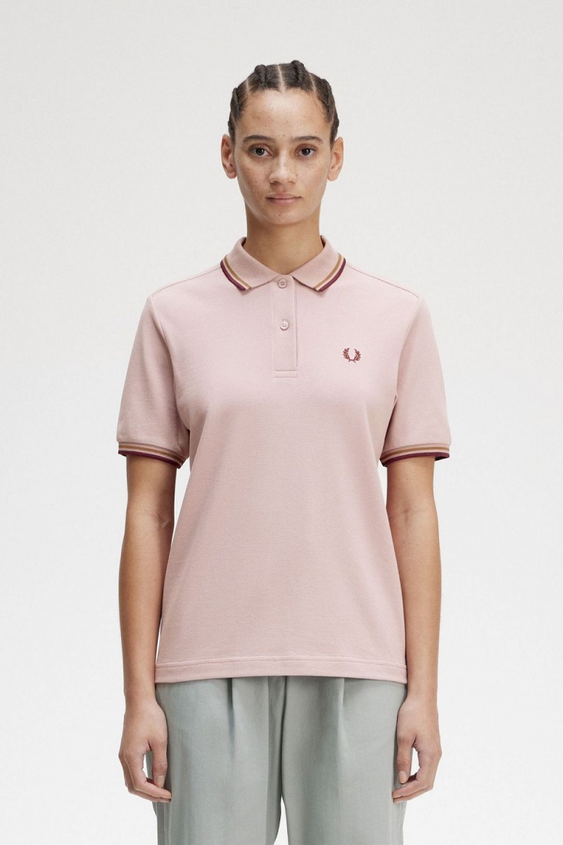 Fred Perry G3600 Women\'s Shirt Dusty Rose Pink Brown Oxblood | PRAFC2415