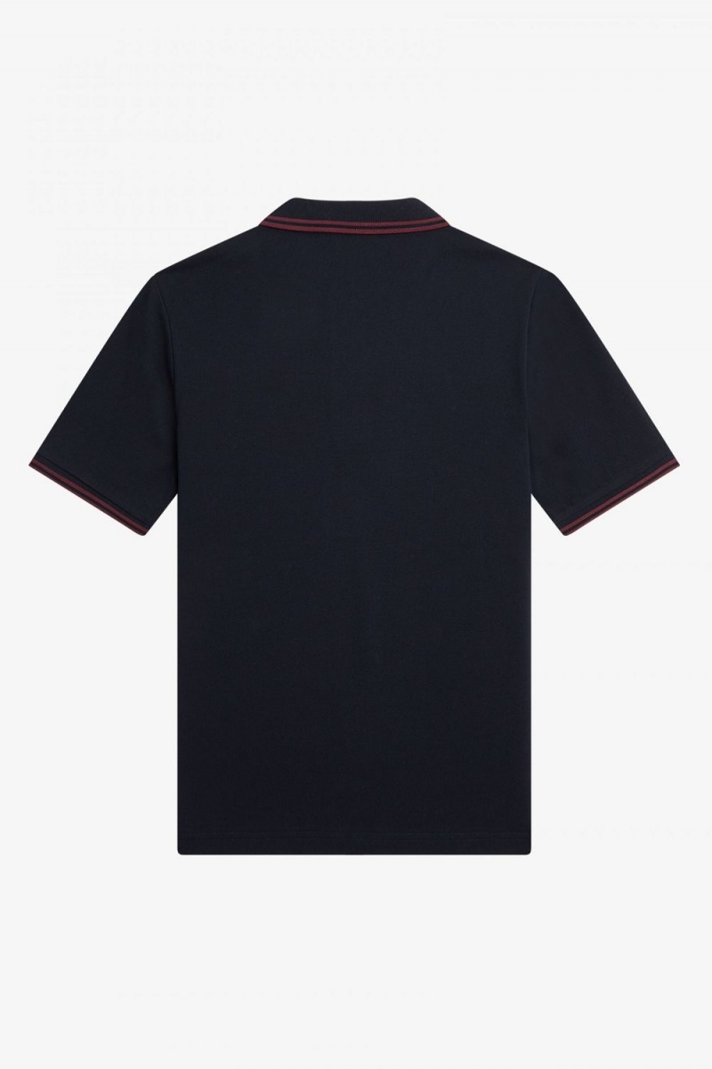 Fred Perry G3600 Women's Shirt Navy Oxblood Oxblood | IQGMO4268