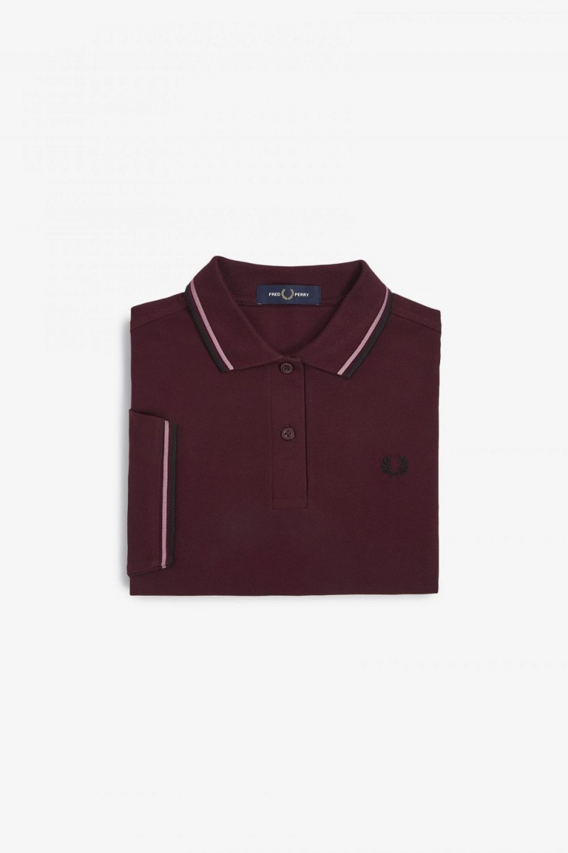 Fred Perry G3600 Women's Shirt Oxblood Dusty Rose Pink Black | NCJPS3290