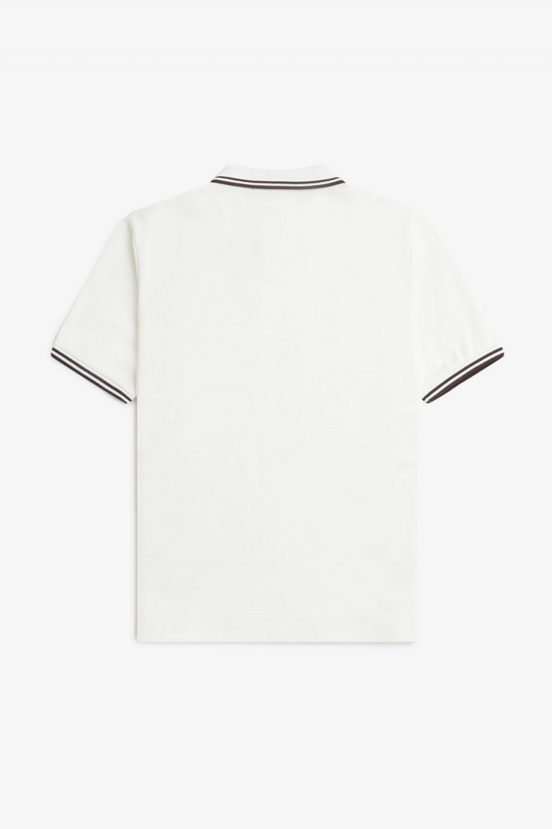 Fred Perry G3600 Women's Shirt Snow White Dark Red | NGMYX2509