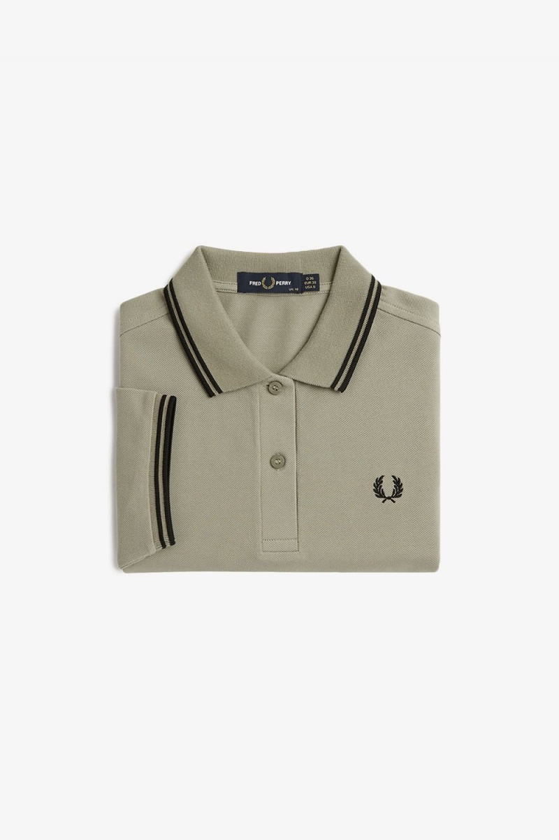 Fred Perry G3600 Women's Shirt Warm Grey Black | SMOXG9384