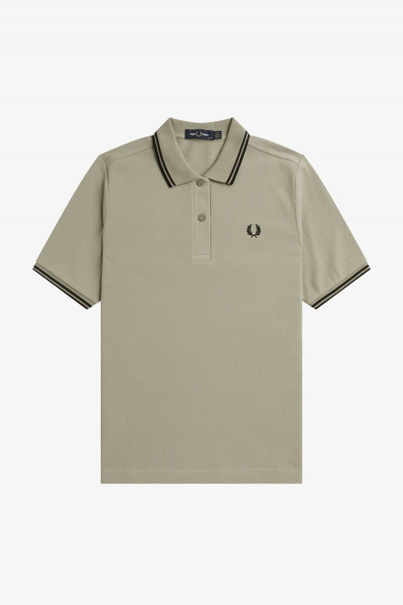 Fred Perry G3600 Women's Shirt Warm Grey Black | SMOXG9384