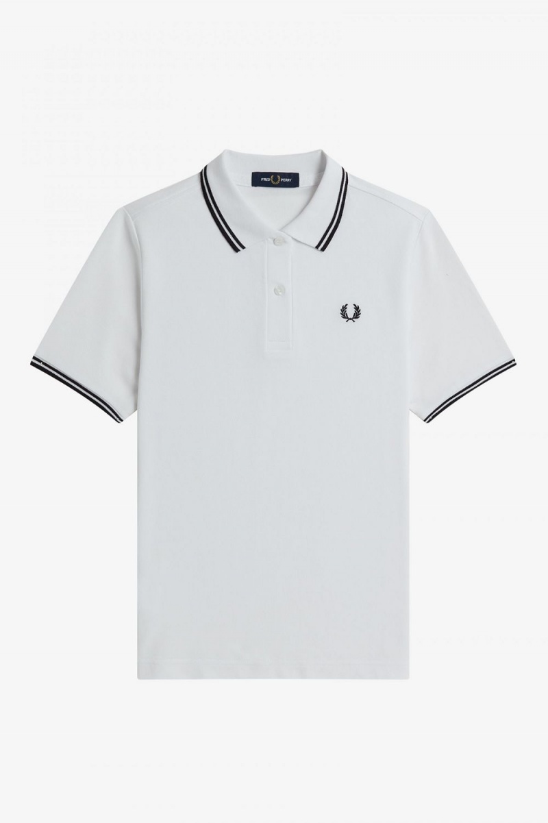 Fred Perry G3600 Women's Shirt White Black | VHKGX2908