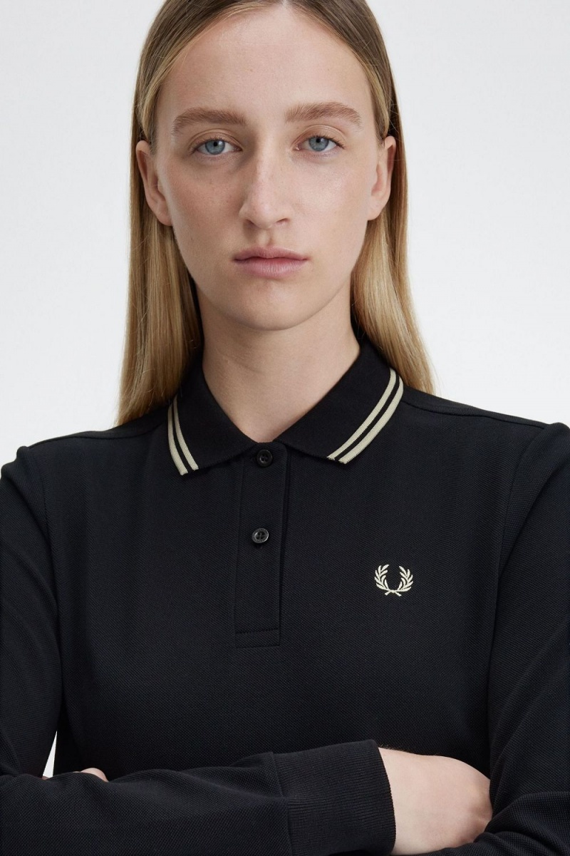 Fred Perry G3636 Women's Shirt Black Warm Grey | DAHWK5672