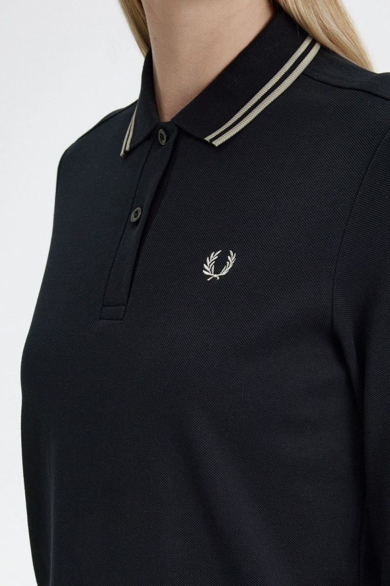 Fred Perry G3636 Women's Shirt Black Warm Grey | DAHWK5672