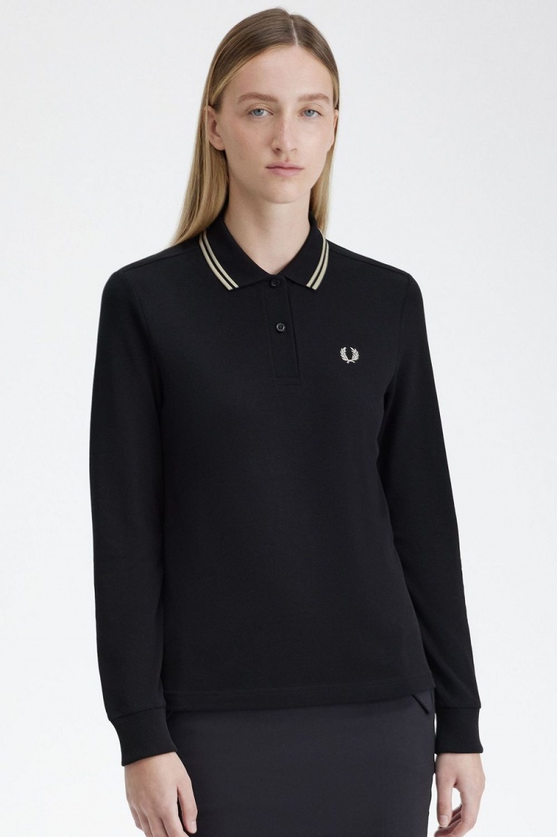 Fred Perry G3636 Women's Shirt Black Warm Grey | DAHWK5672