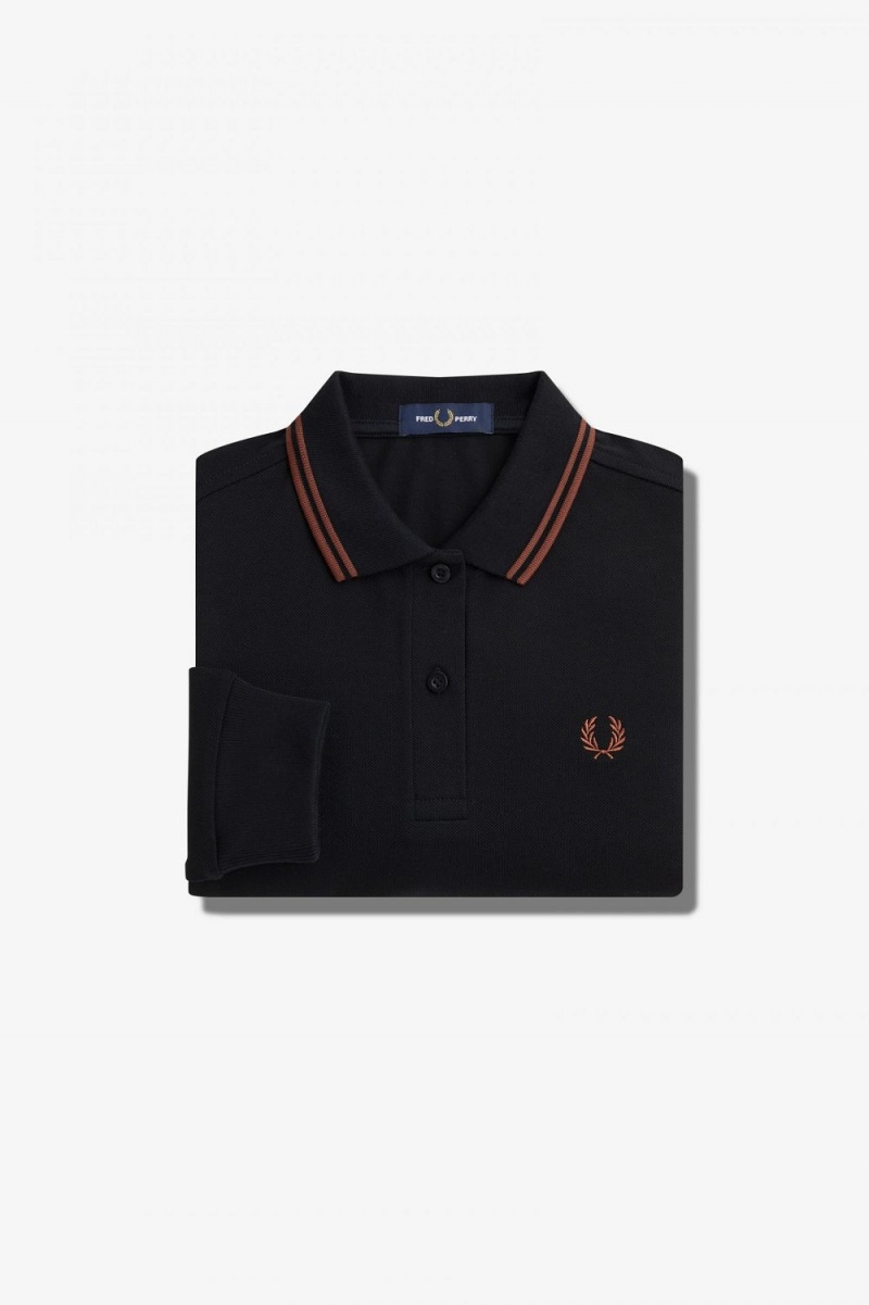 Fred Perry G3636 Women's Shirt Black Whisky Brown | UGQFM1248