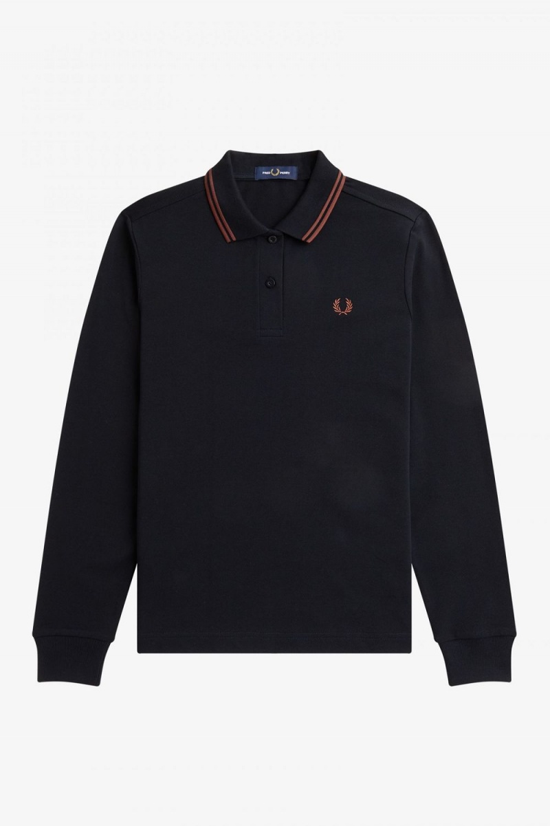 Fred Perry G3636 Women's Shirt Black Whisky Brown | UGQFM1248