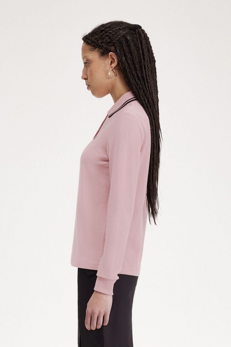 Fred Perry G3636 Women's Shirt Dusty Rose Pink Black | GXOEA8953