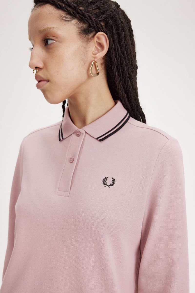 Fred Perry G3636 Women's Shirt Dusty Rose Pink Black | GXOEA8953