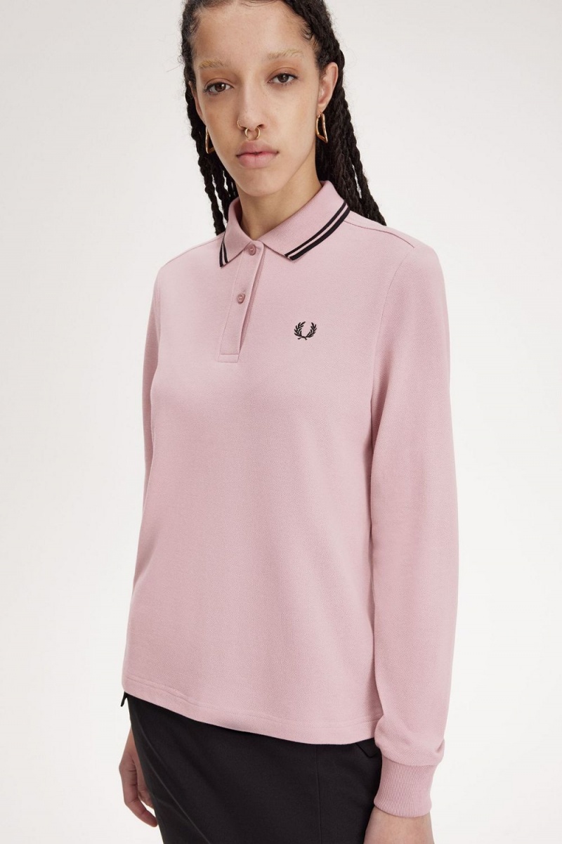 Fred Perry G3636 Women's Shirt Dusty Rose Pink Black | GXOEA8953