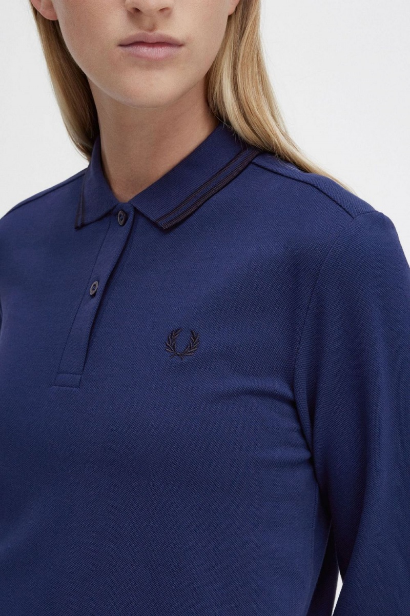 Fred Perry G3636 Women's Shirt French Navy Black | RBGTH6031