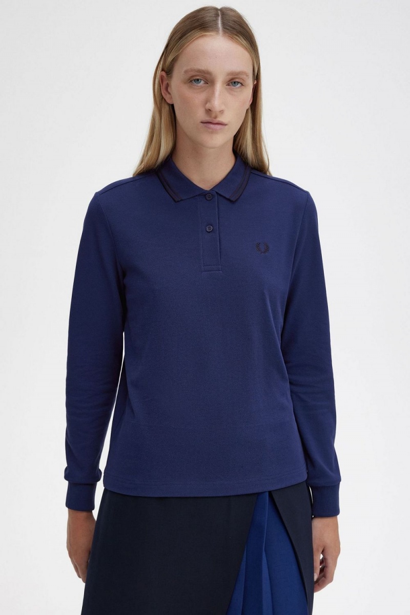 Fred Perry G3636 Women's Shirt French Navy Black | RBGTH6031