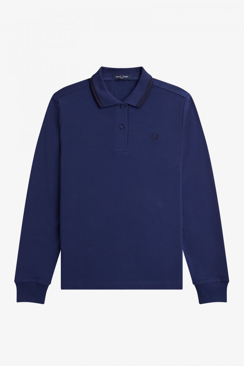 Fred Perry G3636 Women's Shirt French Navy Black | RBGTH6031