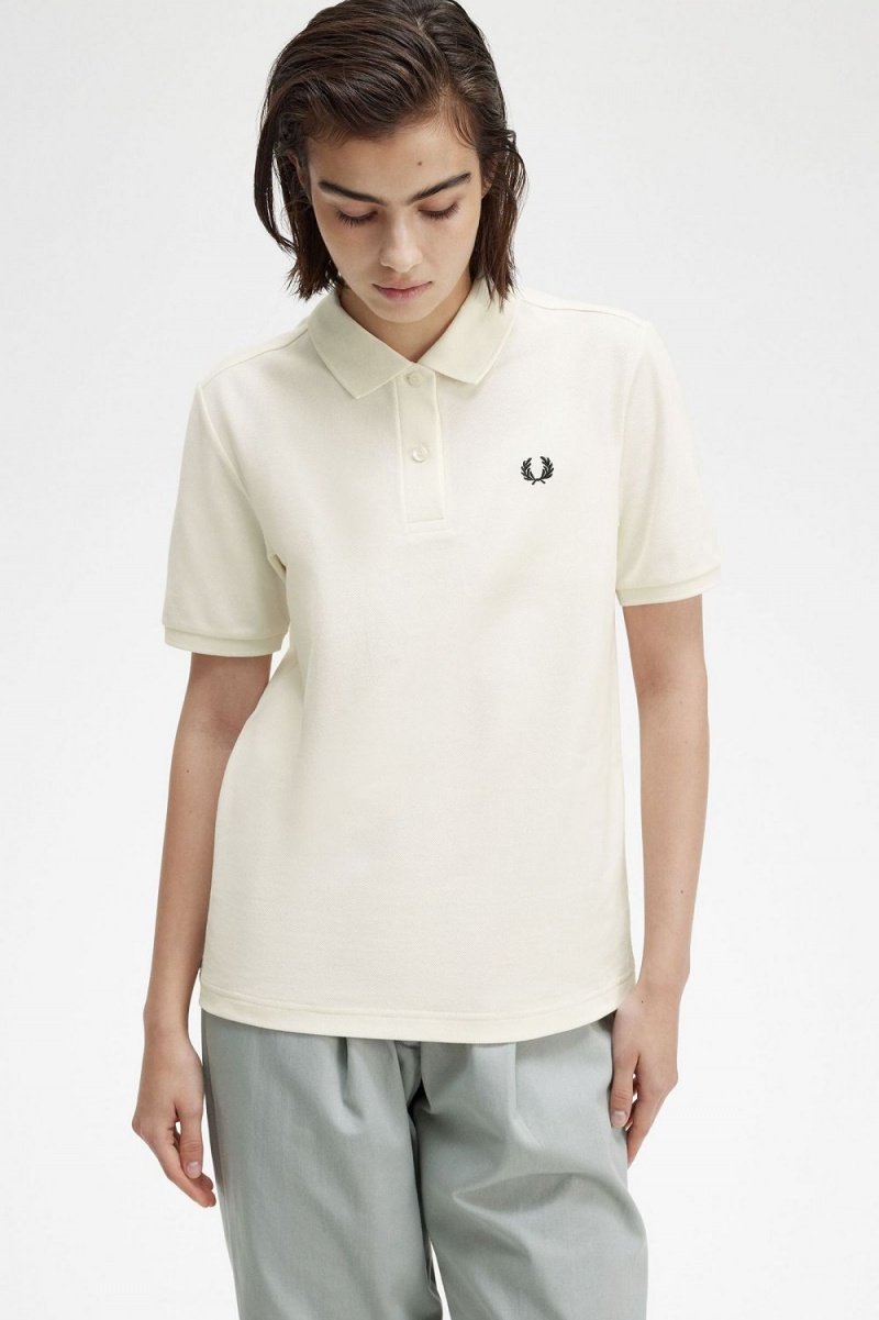 Fred Perry G6000 Women's Shirt Beige Black | TEYCU1459