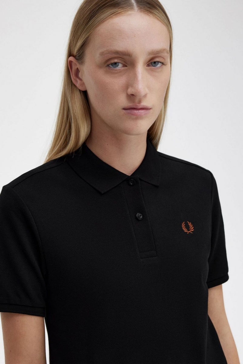 Fred Perry G6000 Women's Shirt Black Whisky Brown | PLCES8163