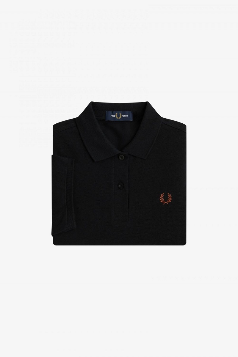 Fred Perry G6000 Women's Shirt Black Whisky Brown | PLCES8163