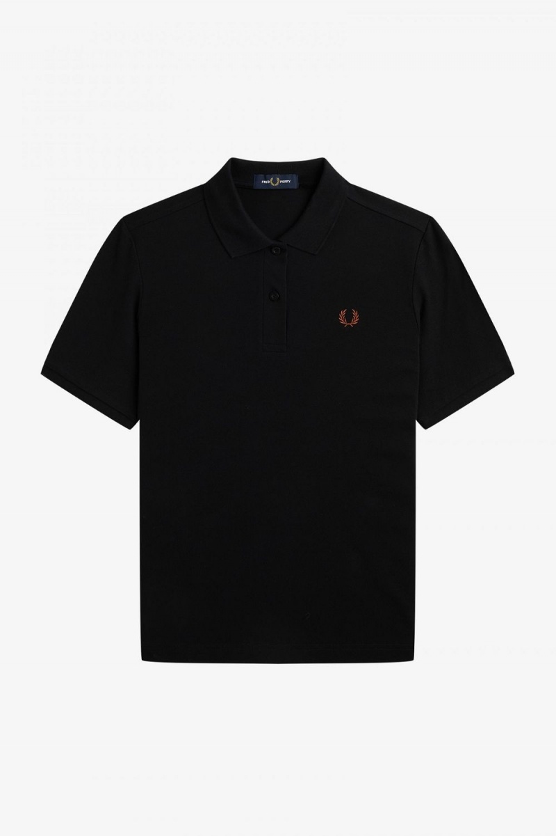 Fred Perry G6000 Women's Shirt Black Whisky Brown | PLCES8163