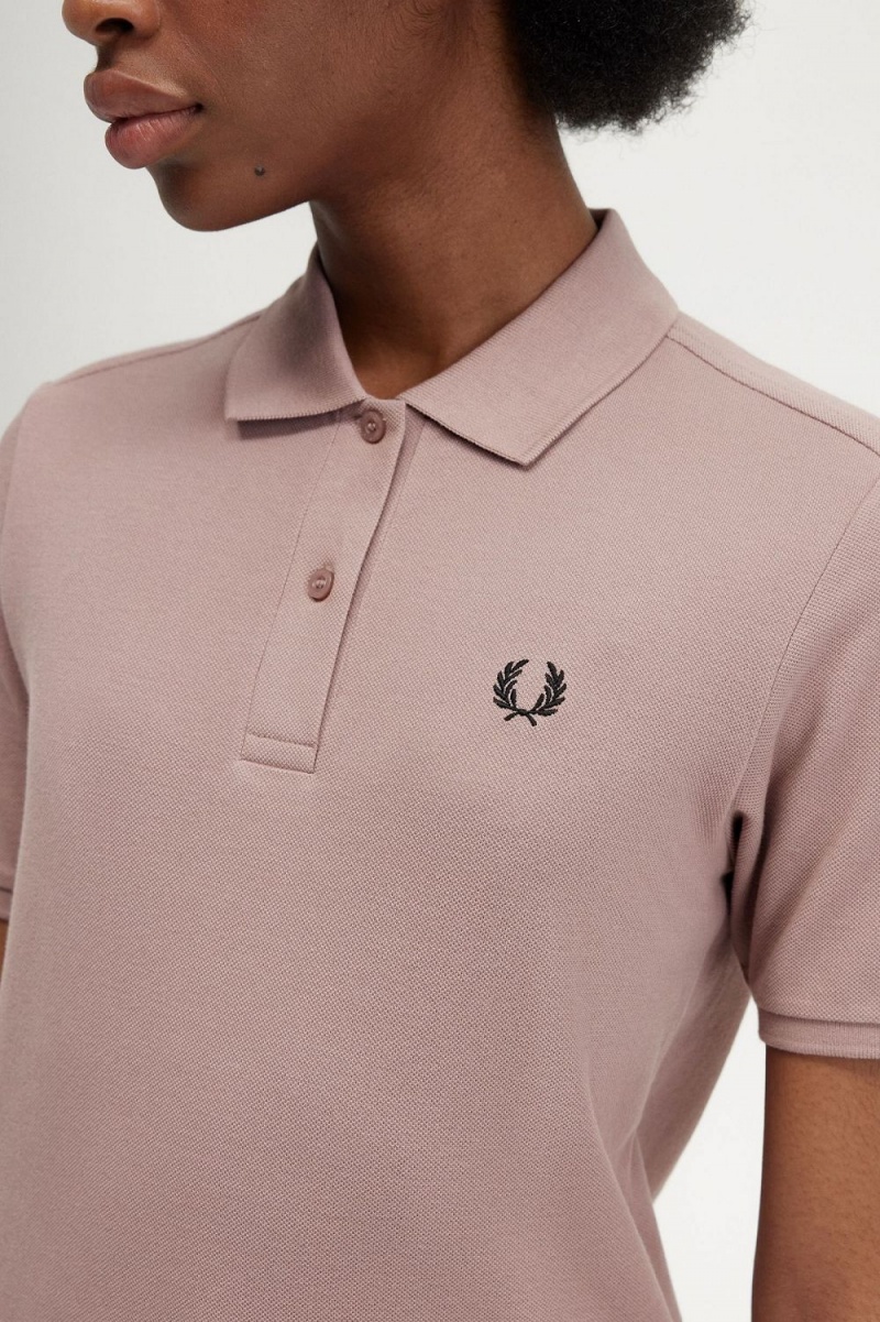 Fred Perry G6000 Women's Shirt Dark Pink Black | HYACS8697