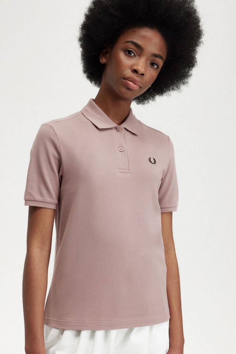 Fred Perry G6000 Women's Shirt Dark Pink Black | HYACS8697