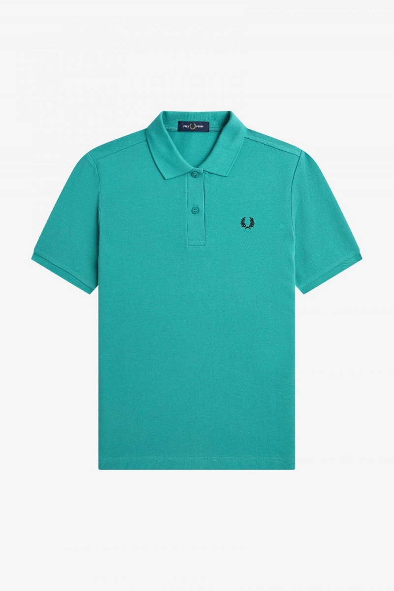 Fred Perry G6000 Women's Shirt Deep Mint Black | ZCDAG6987