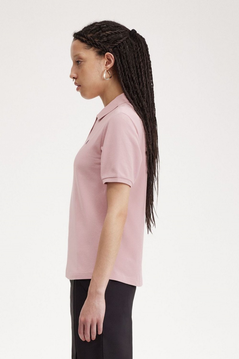 Fred Perry G6000 Women's Shirt Dusty Rose Pink French Navy | LXMTU9285