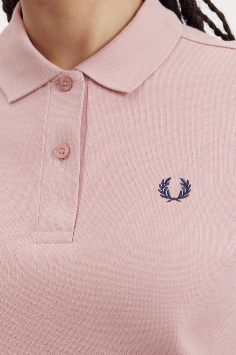 Fred Perry G6000 Women's Shirt Dusty Rose Pink French Navy | LXMTU9285