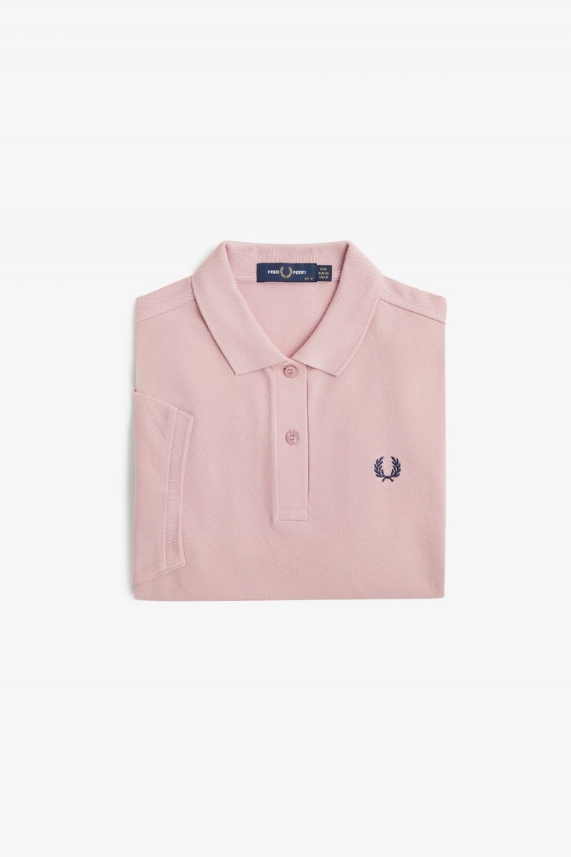 Fred Perry G6000 Women's Shirt Dusty Rose Pink French Navy | LXMTU9285