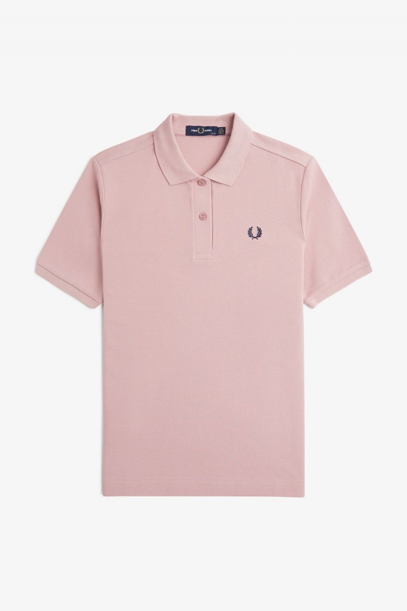 Fred Perry G6000 Women's Shirt Dusty Rose Pink French Navy | LXMTU9285