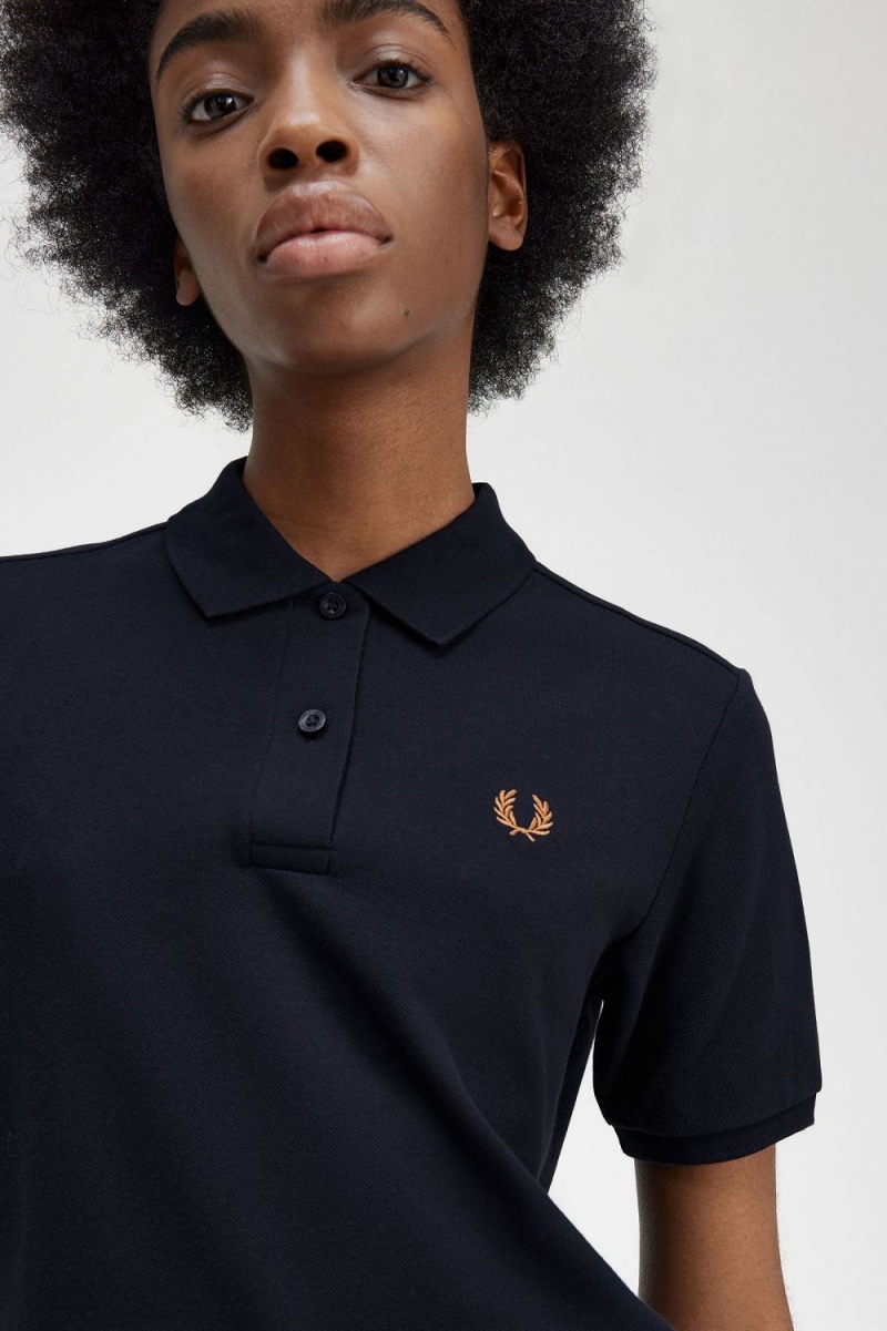 Fred Perry G6000 Women's Shirt Navy Brown | ZQUAC1927