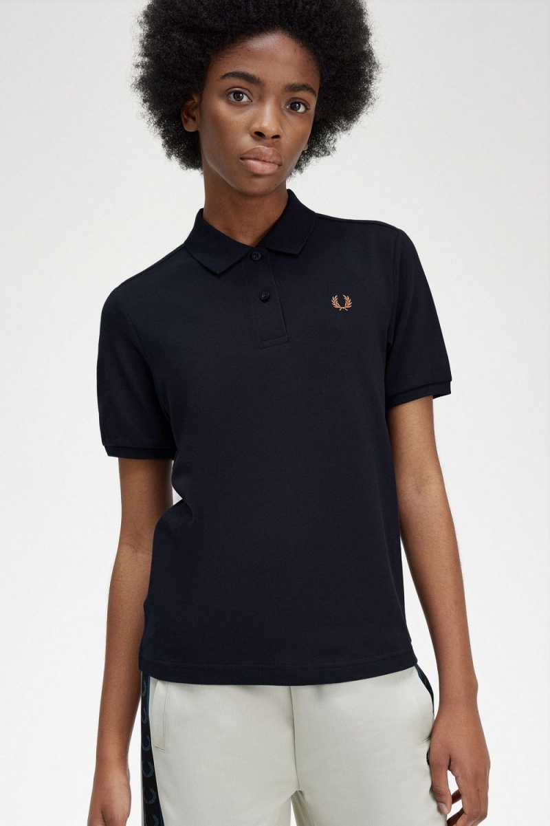 Fred Perry G6000 Women's Shirt Navy Brown | ZQUAC1927