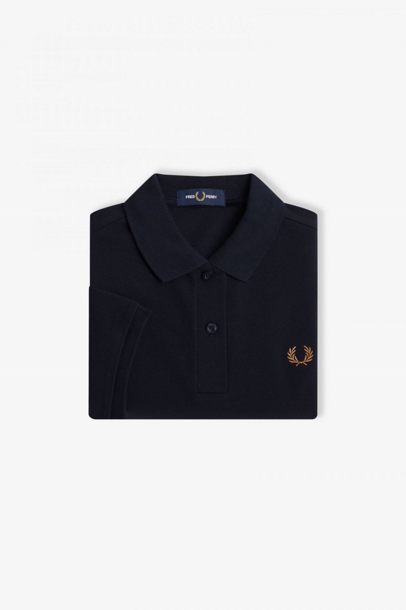 Fred Perry G6000 Women's Shirt Navy Brown | ZQUAC1927