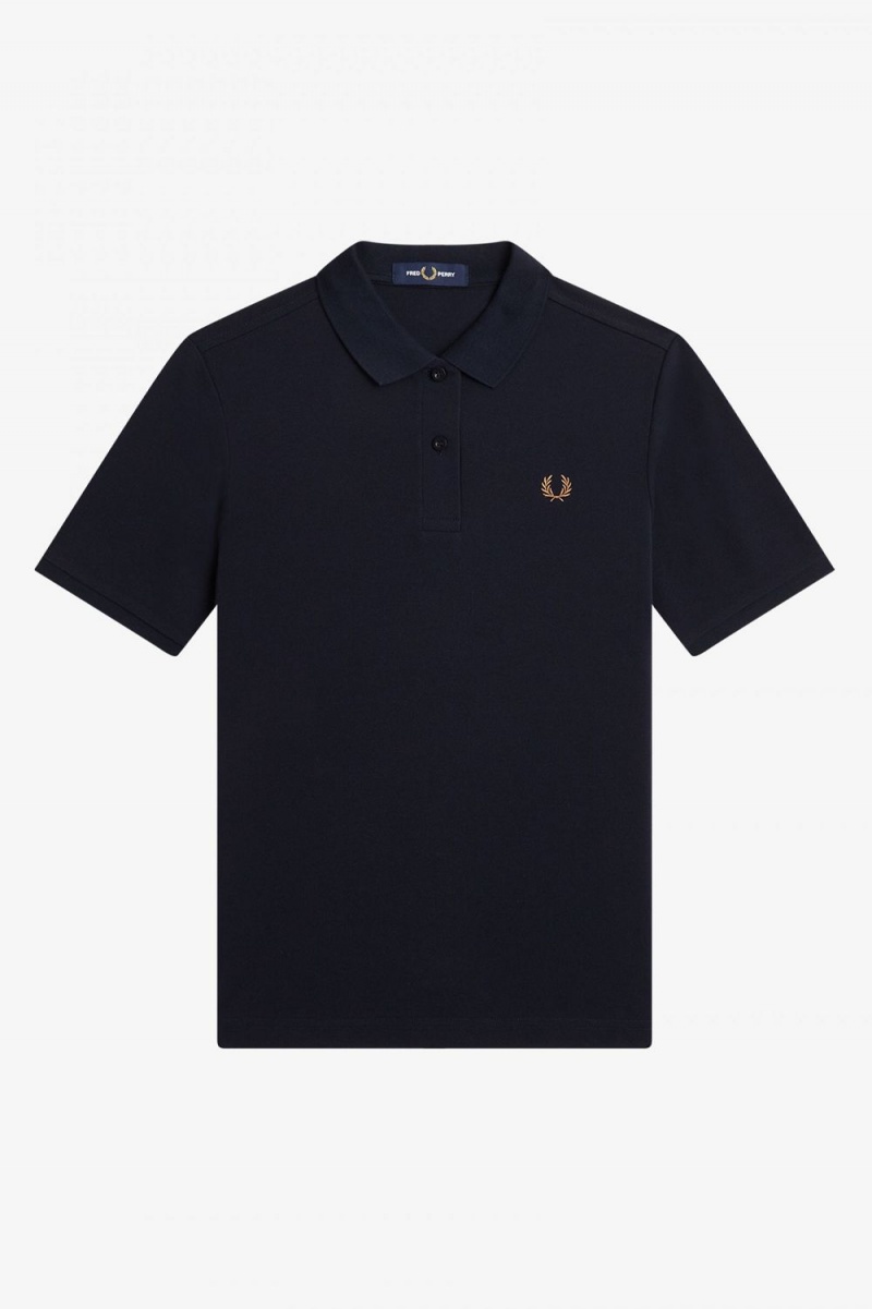 Fred Perry G6000 Women's Shirt Navy Brown | ZQUAC1927