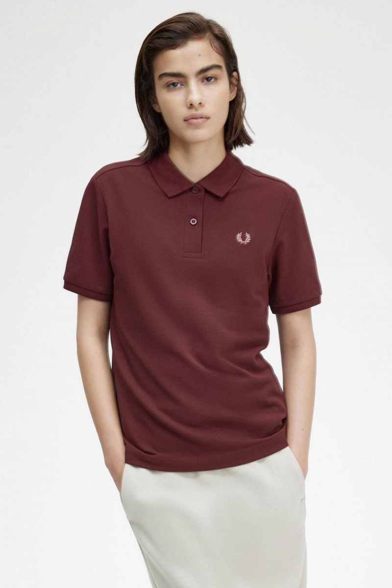 Fred Perry G6000 Women's Shirt Oxblood Dusty Rose Pink | TEGJI5302