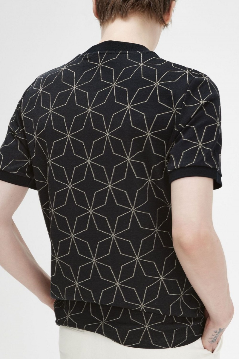 Fred Perry Geometric Men's T-Shirt Black | BIYWV4371