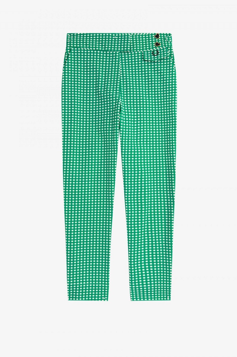 Fred Perry Gingham Women's Pants Green | BQUSC7819