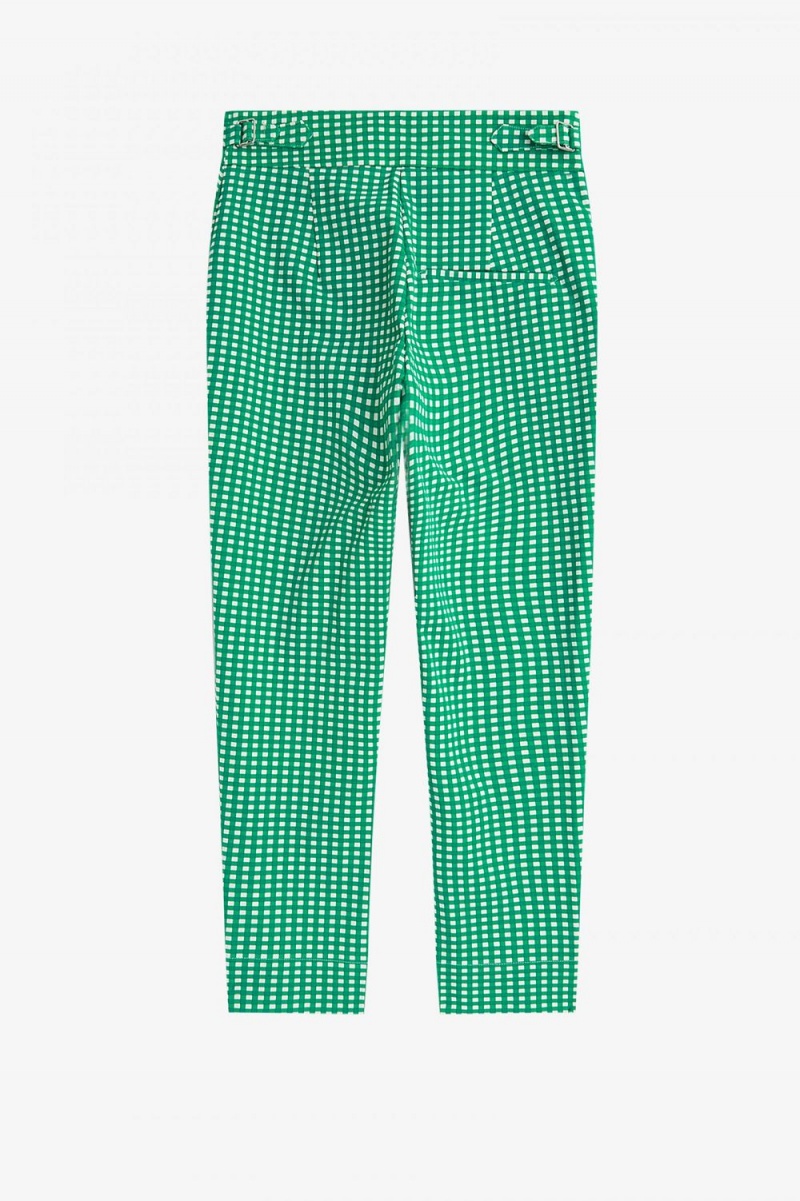 Fred Perry Gingham Women's Pants Green | BQUSC7819