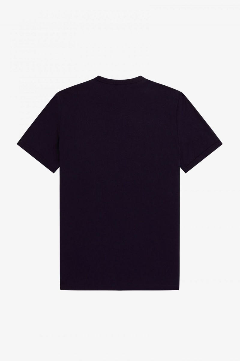 Fred Perry Glitch Print Men's T-Shirt Navy | HRIEG9562