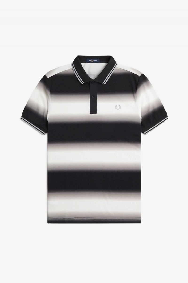 Fred Perry Gradient Stripe Men's Polo Shirt Snow White | IRLAF3801