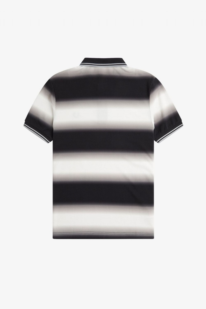 Fred Perry Gradient Stripe Men's Polo Shirt Snow White | IRLAF3801