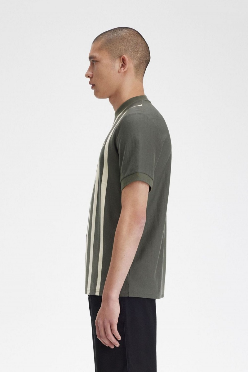 Fred Perry Gradient Stripe Men's T-Shirt Field Green | SWTOG1903