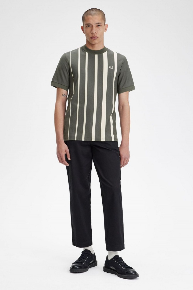 Fred Perry Gradient Stripe Men's T-Shirt Field Green | SWTOG1903