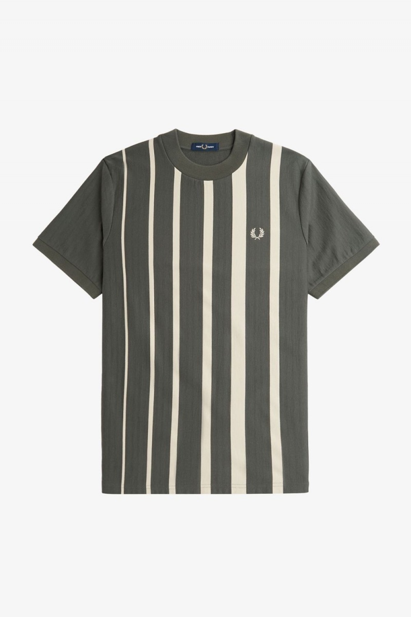 Fred Perry Gradient Stripe Men's T-Shirt Field Green | SWTOG1903