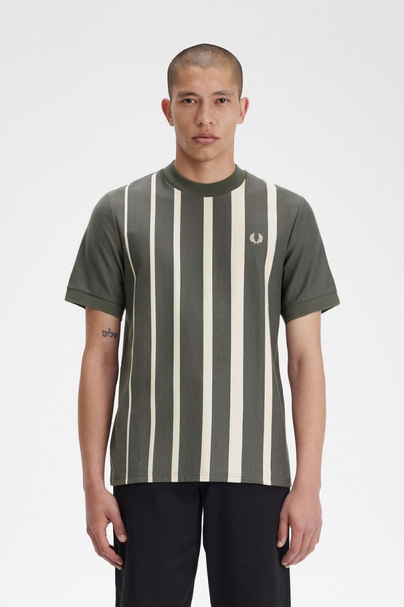 Fred Perry Gradient Stripe Men\'s T-Shirt Field Green | SWTOG1903