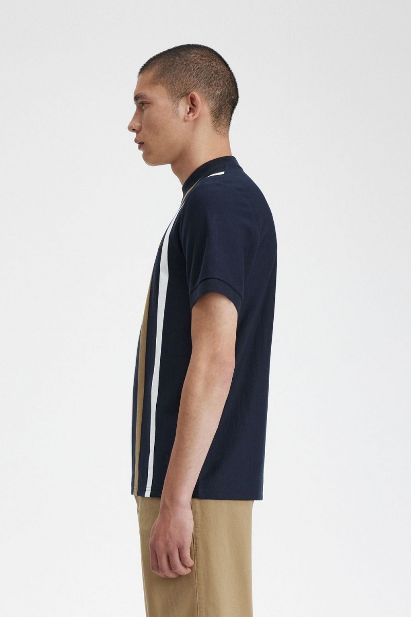 Fred Perry Gradient Stripe Men's T-Shirt Navy | PSKGD8403