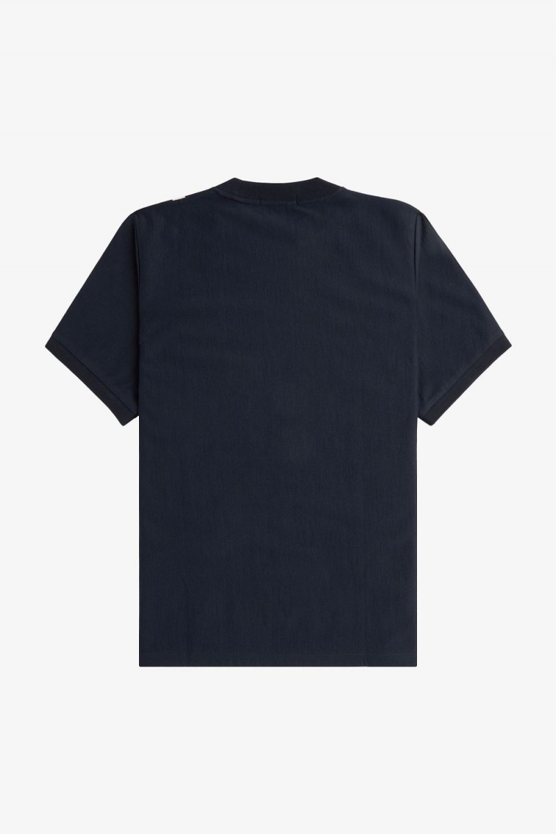 Fred Perry Gradient Stripe Men's T-Shirt Navy | PSKGD8403