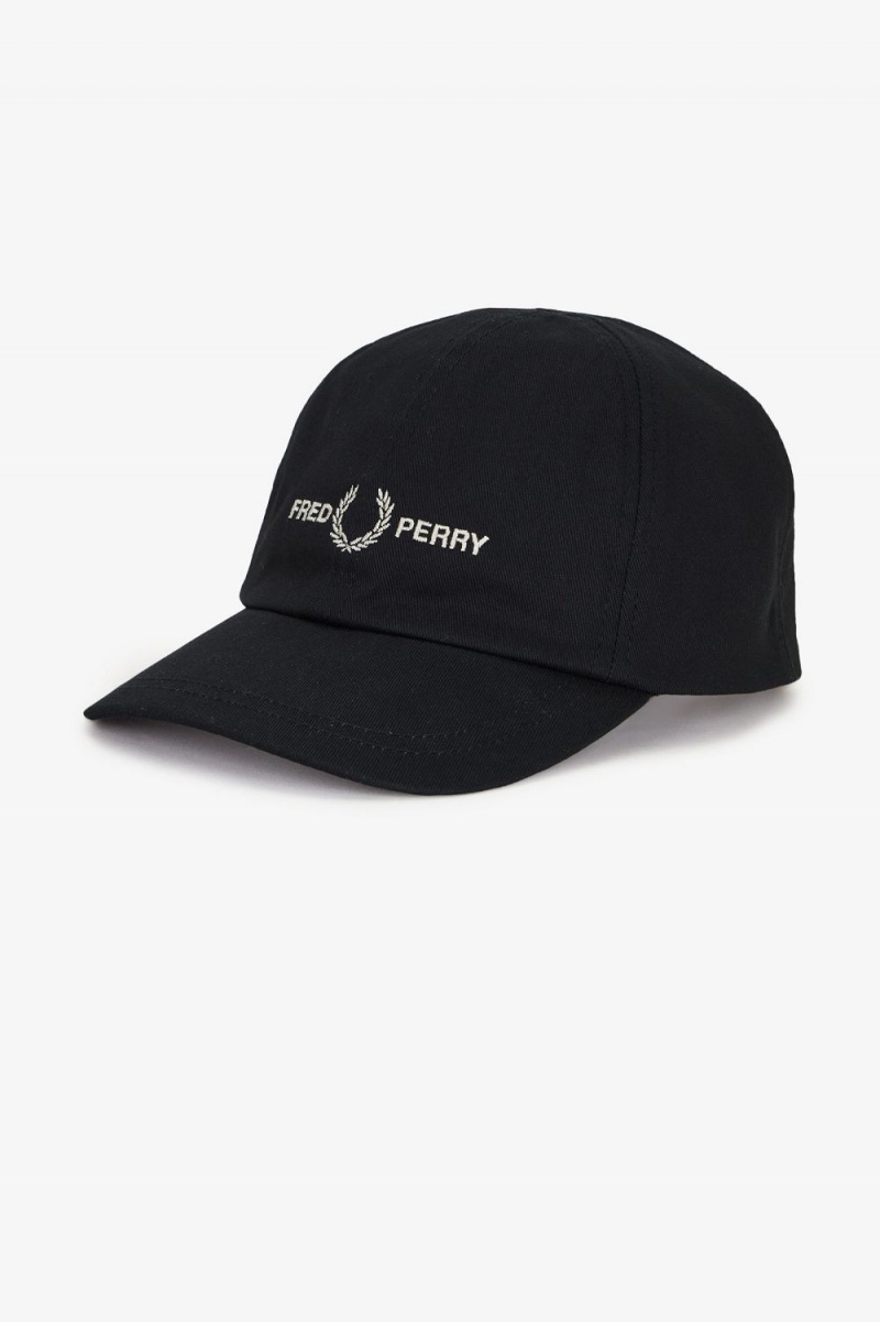 Fred Perry Graphic Branded Twill Men's Caps Black Warm Grey | AOQSY1075