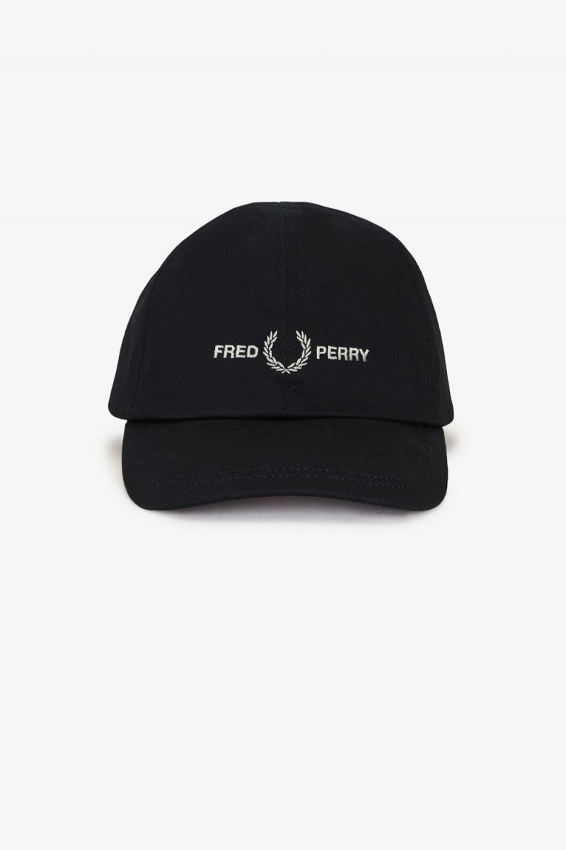 Fred Perry Graphic Branded Twill Men's Caps Black Warm Grey | AOQSY1075